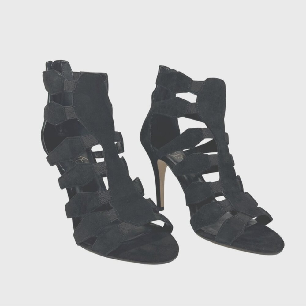 Ivanka Trump Marjory Black Open Toe Caged Booties - Marjory Stretch High-Heel 9M - Picture 2 of 12